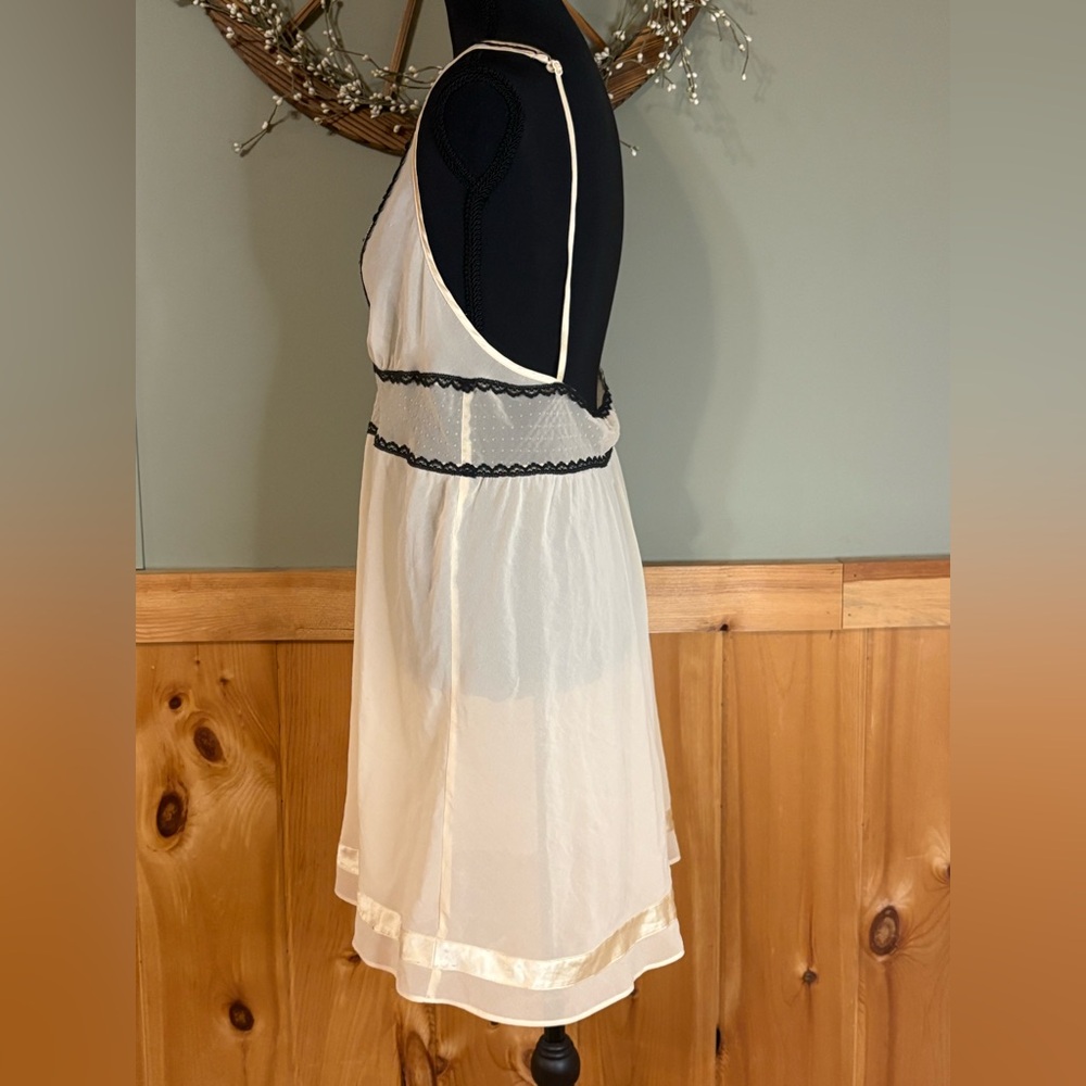 Victorias Secret Angels Slip Dress Chemise Nightie size S Beige Black Lace Sheer - Picture 3 of 12
